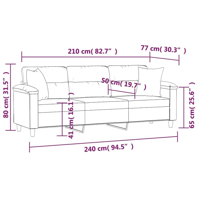 vidaXL Sofa Sectional Modern Couch with Pillows and Cushions Microfiber Fabric
