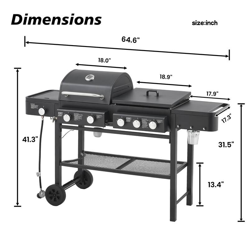 GDF Studio - Firecrest Pro All-in-One Propane Gas Grill with Griddle