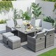 preview thumbnail 14 of 19, 9-Piece Aluminum Dining Set with Tempered Glass Tabletop and Umbrella Hole
