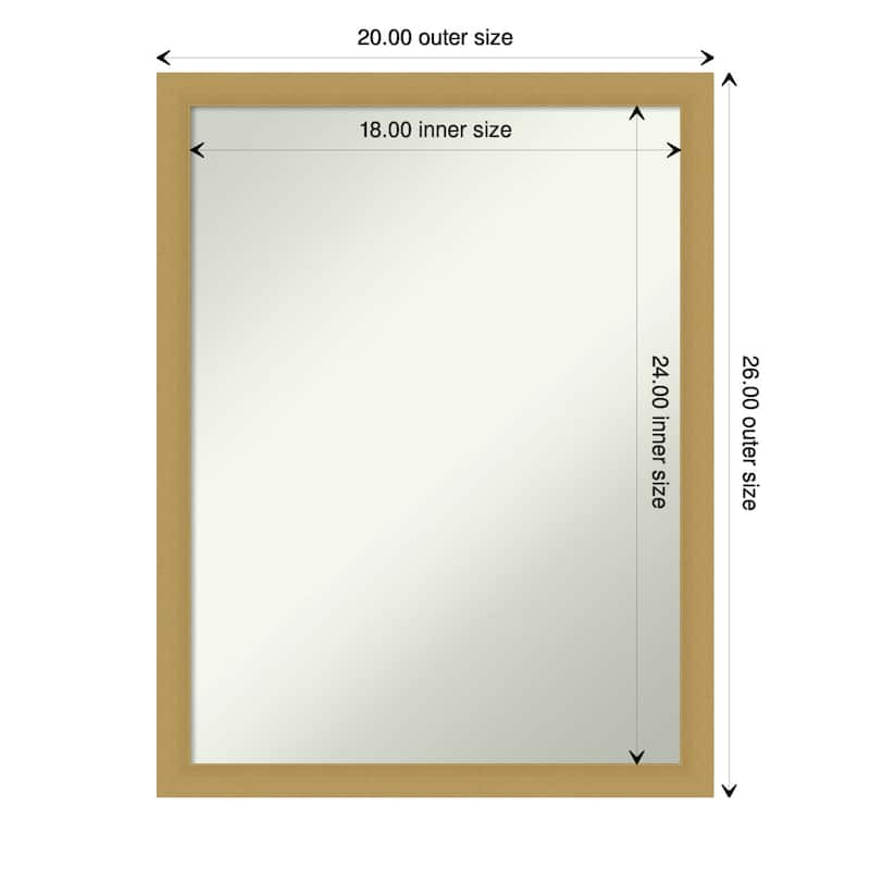 Non-Beveled Bathroom Wall Mirror - Grace Brushed Gold Narrow Frame - 20 x 26 in - Grace Brushed Gold Narrow