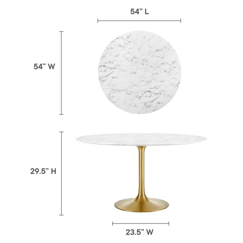 54" Round Artificial Marble Dining Table
