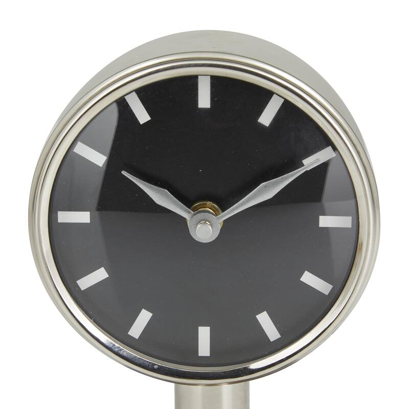 Stainless Steel Metal Small Clock with Numberless Black Clockface - Silver or Gold - Roche River Decor