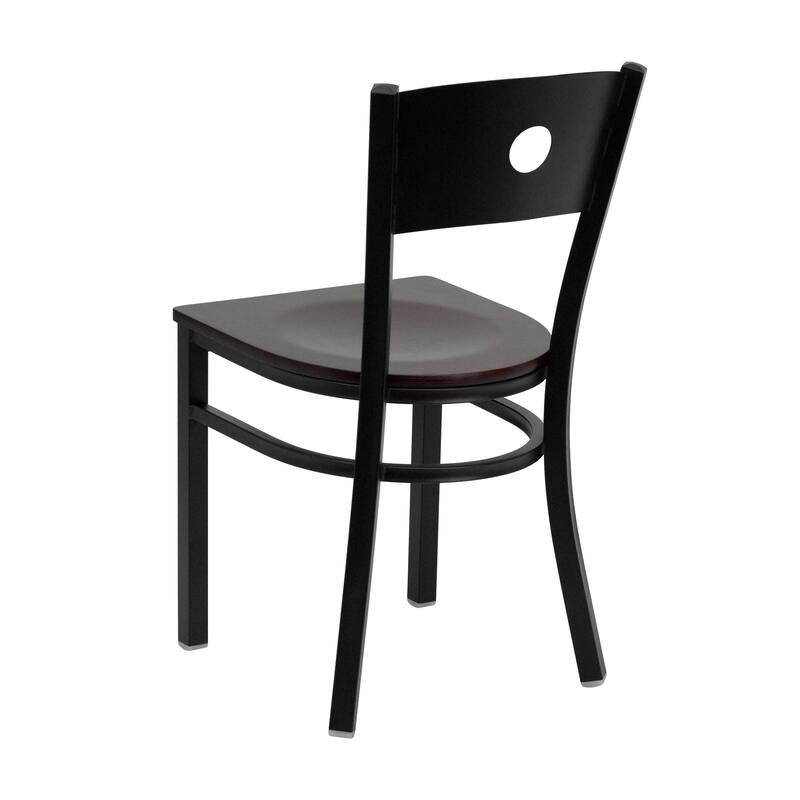 Black Circle Back Metal Restaurant Chair - 17.25"W x 20.25"D x 32.5"H