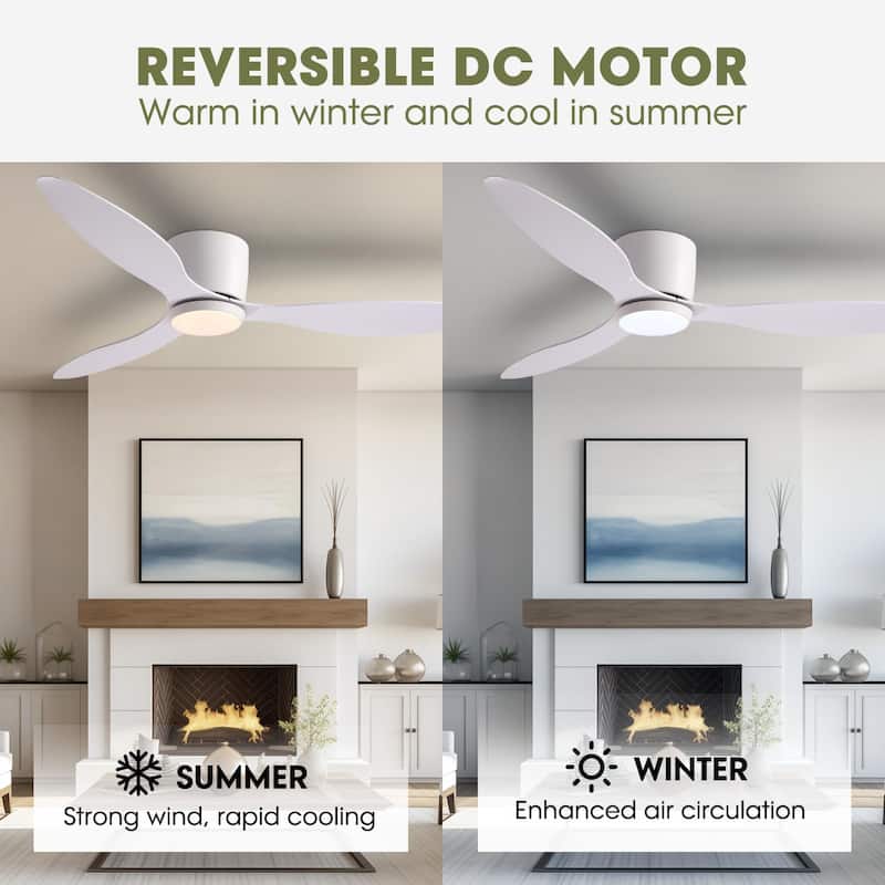 52 in. Sleek Ceiling Fan with Lights - Quiet Reversible DC Motor, Smart Control