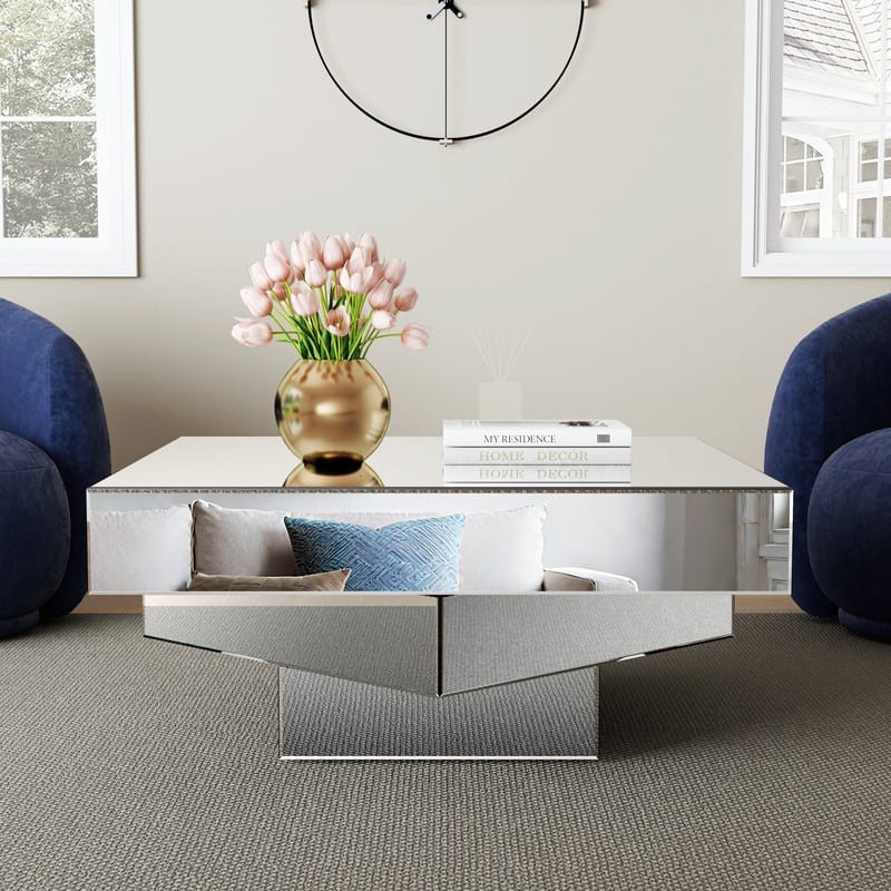 Glam Triple Mirror Coffee Table Accent Table