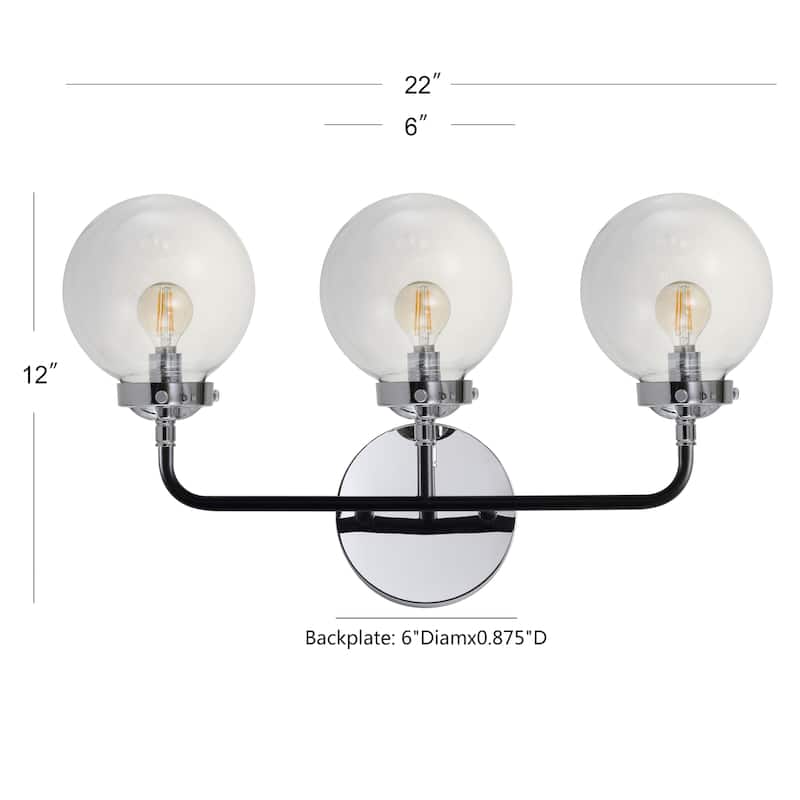 Bevin Contemporary Transitional Iron/Glass LED Vanity Light, by JONATHAN Y