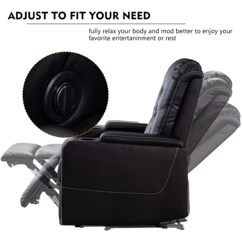 Breathable Leather Home Theater Seating with with USB Ports and Cup Holders
