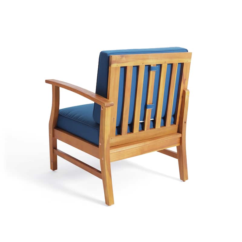 Perla Outdoor Acacia 4-pc Cushioned Sofa and Table Set by Christopher Knight Home