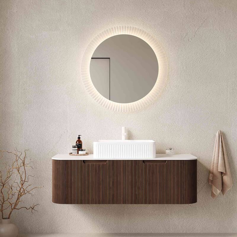 Wall Mounted Striped Bathroom Storage Cabinet with Sink