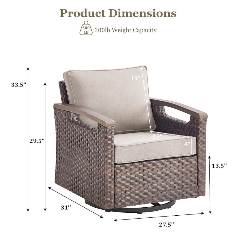 360° Swivel Outdoor Rattan Chair with Thickened Cushion