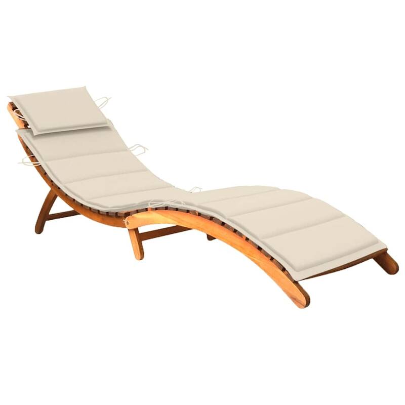 vidaXL Patio Sun Lounger with Cushion Solid Acacia Wood - 72.4" x 21.7" x 25.2"