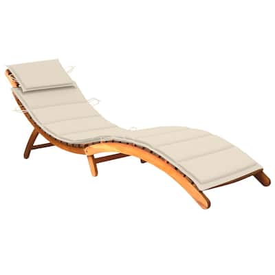 vidaXL Patio Sun Lounger with Cushion Solid Acacia Wood - 72.4" x 21.7" x 25.2"