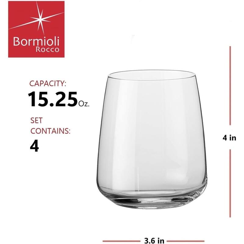 Bormioli Rocco Set of 4 Planeo Stemless Wine Glasses - 12.25 oz.