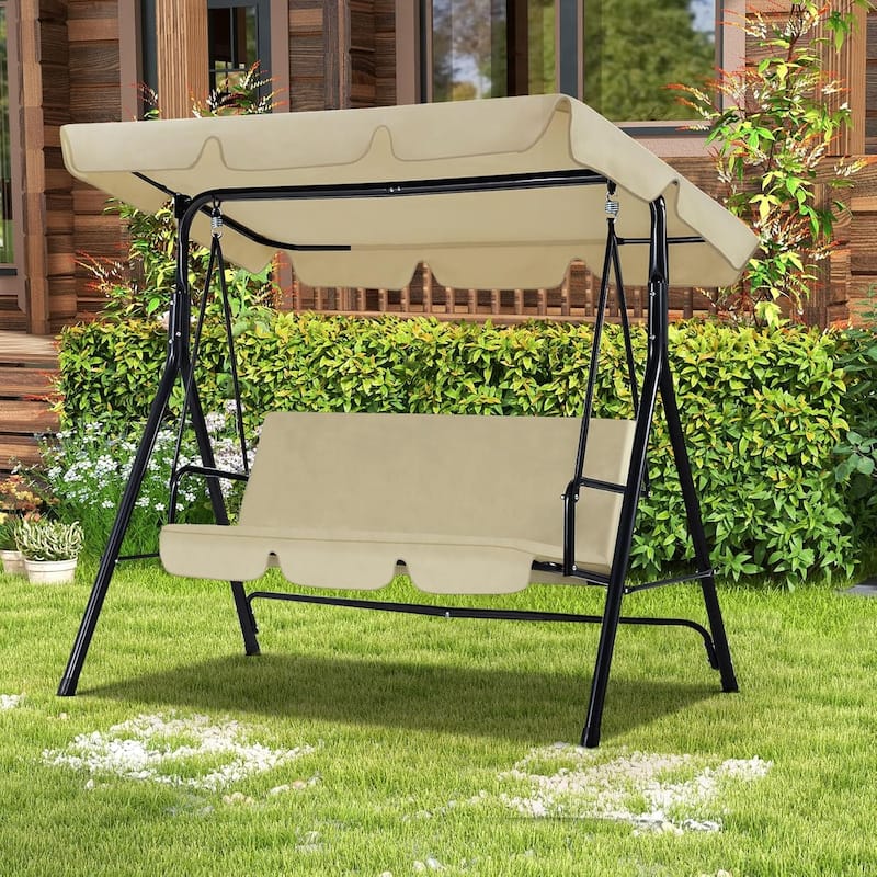3-Seat Patio Swing Chair, Outdoor Porch Swing Glider