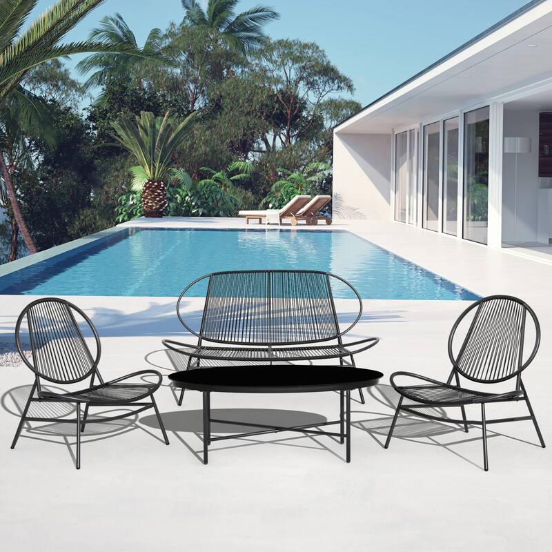 4-Piece or 2-Piece PE Rattan Patio Conversation Set