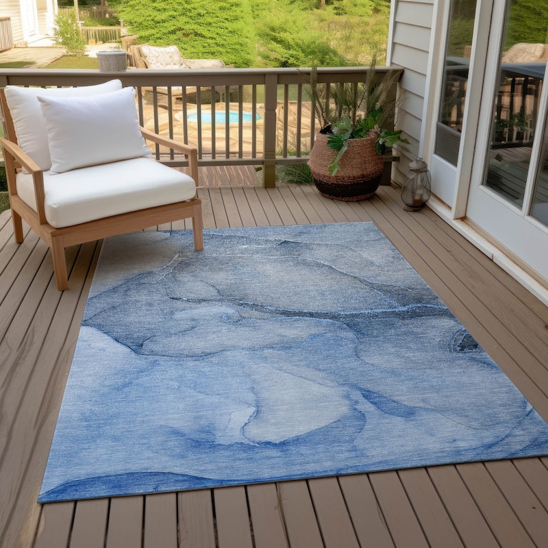 Machine Washable Indoor/ Outdoor Watercolor Chantille Rug