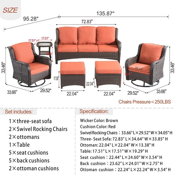 Ovios patio furniture 6 piece deals set