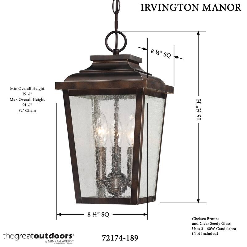 The Great Outdoors 3 Light Lantern Pendant from the Irvington Manor