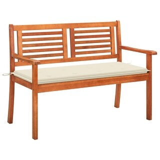 vidaXL 2-Seater Patio Bench with Cushion 47.2" Solid Eucalyptus Wood - 47.2" x 23.6" x 35"