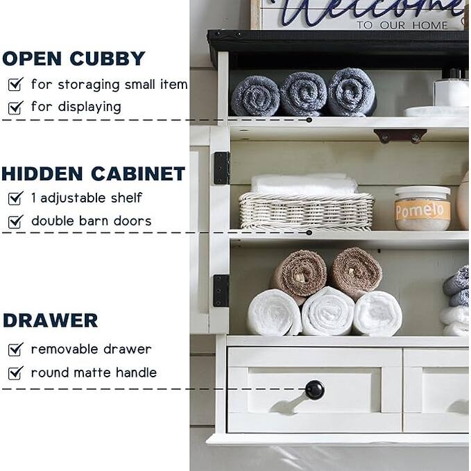 24" Farmhouse Wide Bathroom Wall Cabinet, Medicine Cabinet