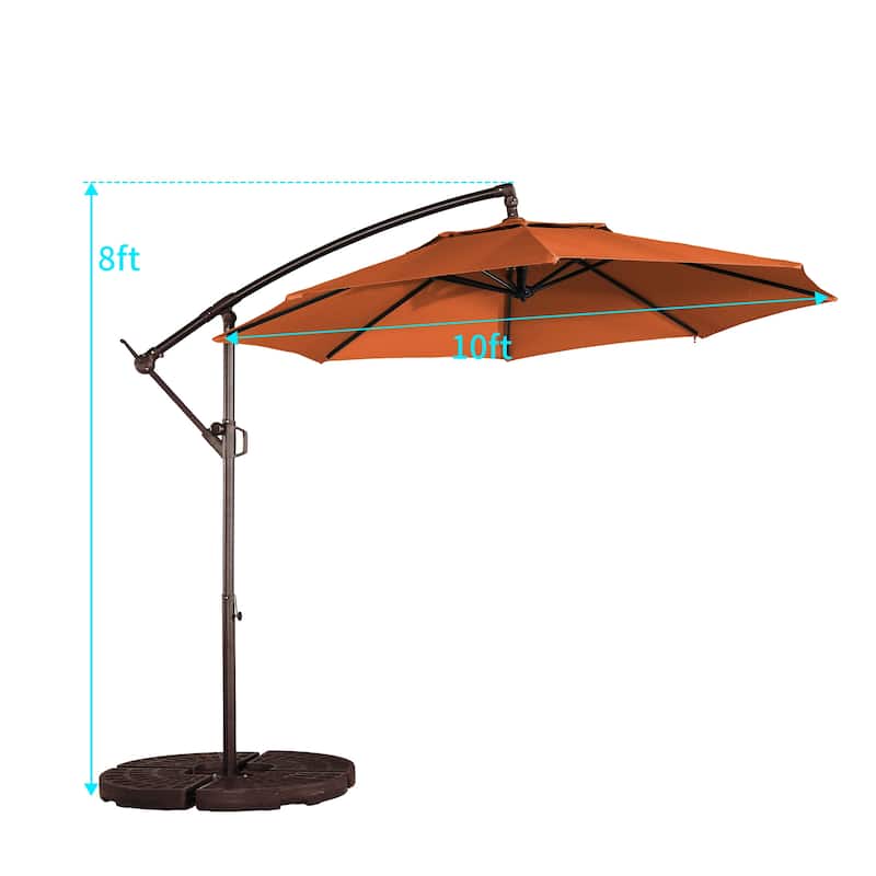 Clihome 10Ft Outdoor Crank Offset Cantilever Patio Umbrella, Without Base