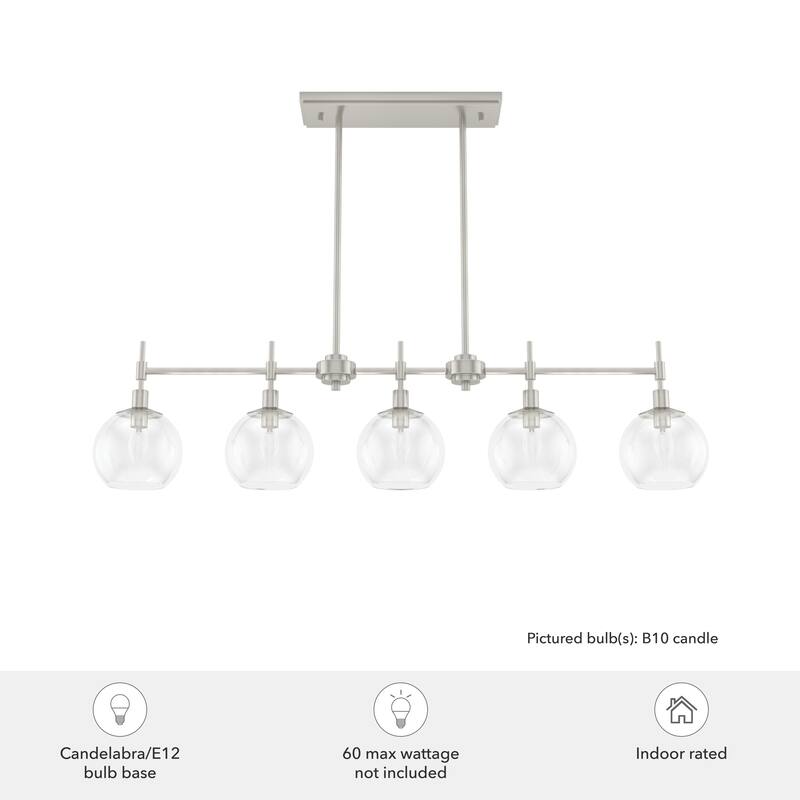 Hunter Xidane 5 Light Linear Chandelier - Dining Room, Kitchen Island - Contemporary, Transitional, Mid-Century Modern - 5-Light