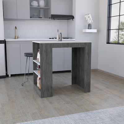 Portree Kitchen Island with 3-Side Shelves