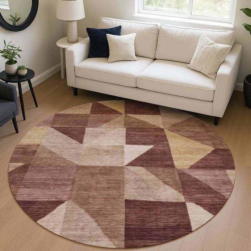Machine Washable Indoor/ Outdoor Geo Rubi Chantille Rug