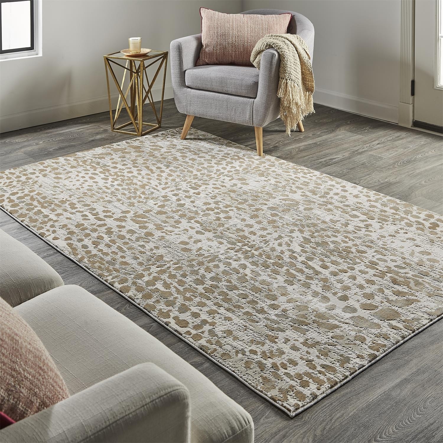 Grey Leopard Print Area Rug - Islay