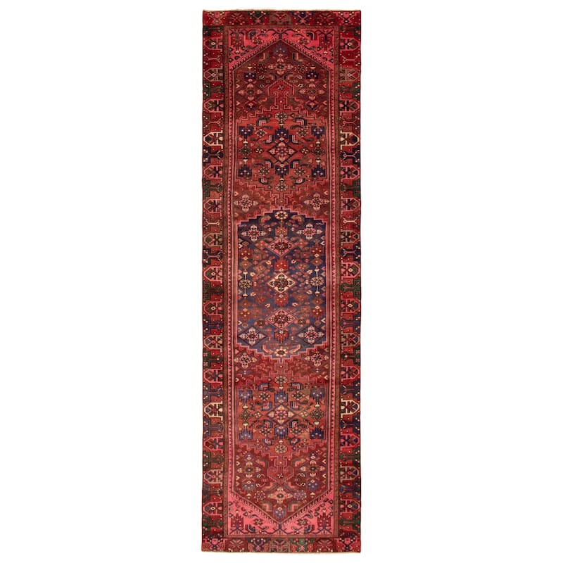 ECARPETGALLERY Hand-knotted Andelz Red Wool Rug - 3'10 x 13'3 - Red - 3'10 x 13'3
