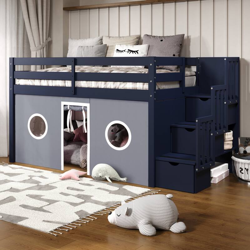 Taylor & Olive Trillium Low Loft Twin Bed with 3 Step-Stairway