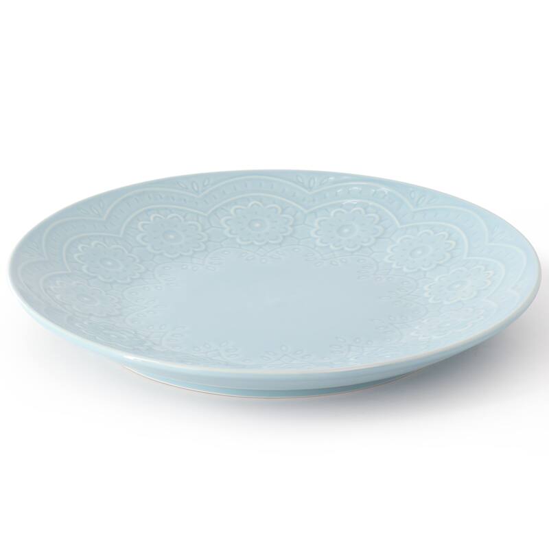 Hometrends Alemany 10.6 Inch Round Stoneware Dinner Plate Set in Aqua