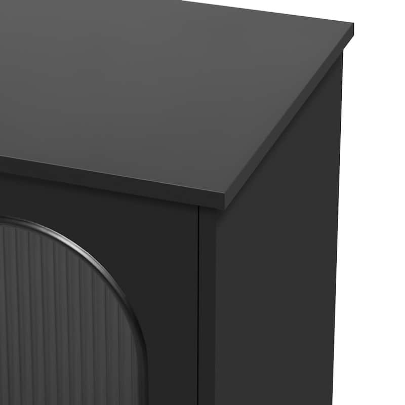 78.7"Minimalist Modern TV Stand with Glass Cabinets with Adjustable Legs