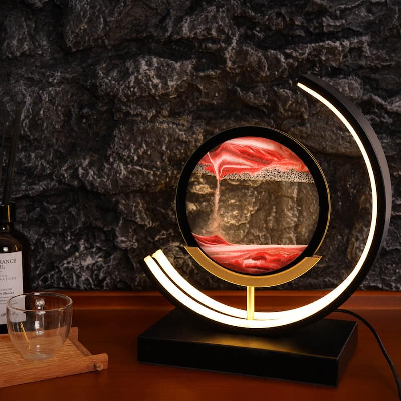 Moving Sand Painting Accent Table Lamp - Red