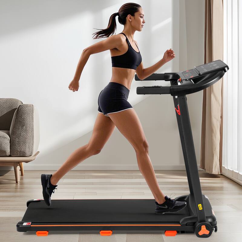 Treadmills for Home,2.5HP Quiet Folding Treadmill with Heart Rate Sensor,300lbs Weight Capacity, 7.5MPH, Incline Treadmill