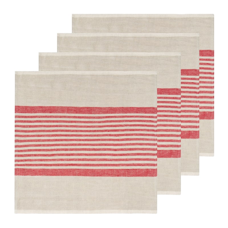 Caravan Brittany Napkins - Set of 4 - Natural, Red