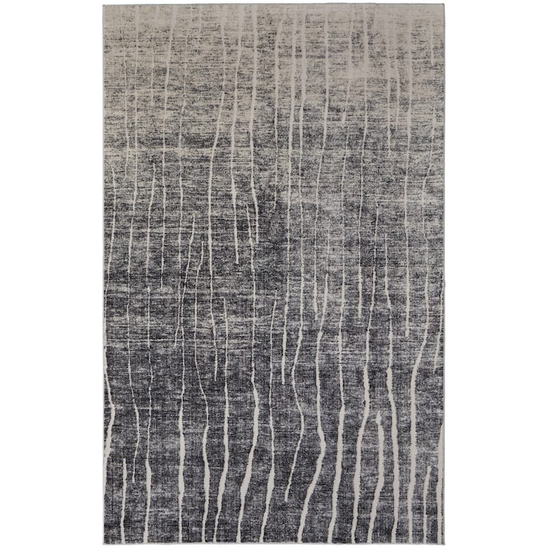 Grand Bazaar Kiba Machine Made Abstract Transitional Area Rug - 4'3" x 6'3" - Black/Gray/Ivory