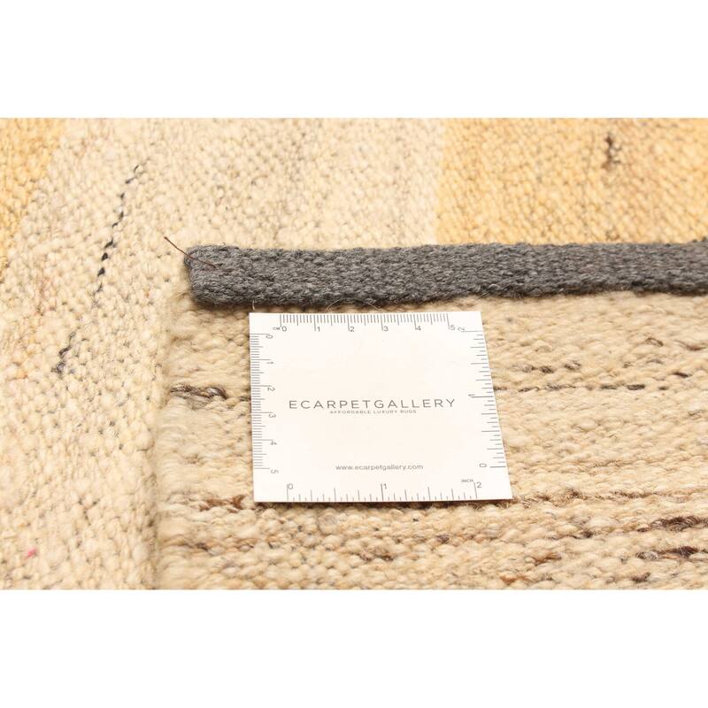 ECARPETGALLERY Flat-Weave Boho Beige Wool Kilim - 4'11 x 7'3