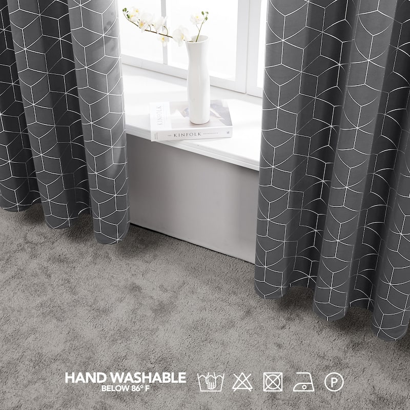 Deconovo Decorative Silver Diamond Curtains (2 Panel)