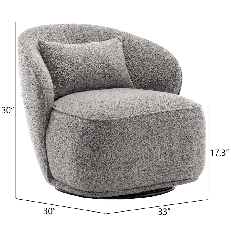 KINWELL 33" W Sherpa Boucle Upholstered Accent Swivel Chair (Set of 2)
