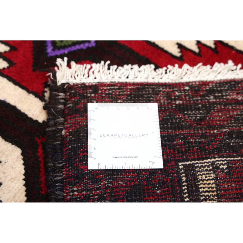 ECARPETGALLERY Hand-knotted Teimani Cream, Red Wool Rug - 3'3 x 6'1