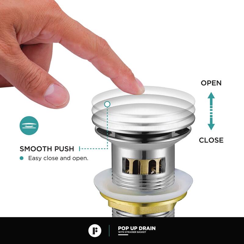 Fine Fixtures Modern Single Hole Bathroom Sink Faucet with Pop-up Drain and Strainer Basket