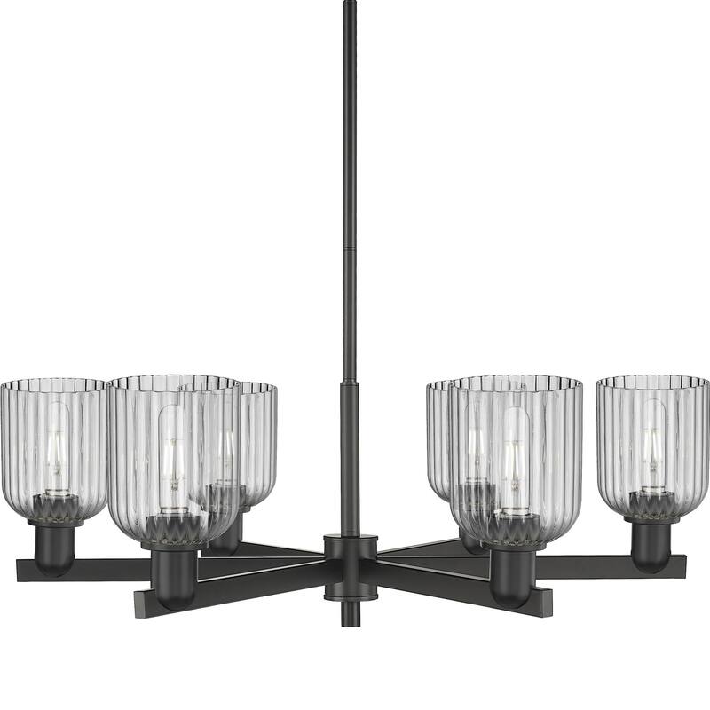 Innovations Lighting 716-6CR-11-35 Bridal Veil Chandelier Bridal Veil - Matte Black / Light Smoke