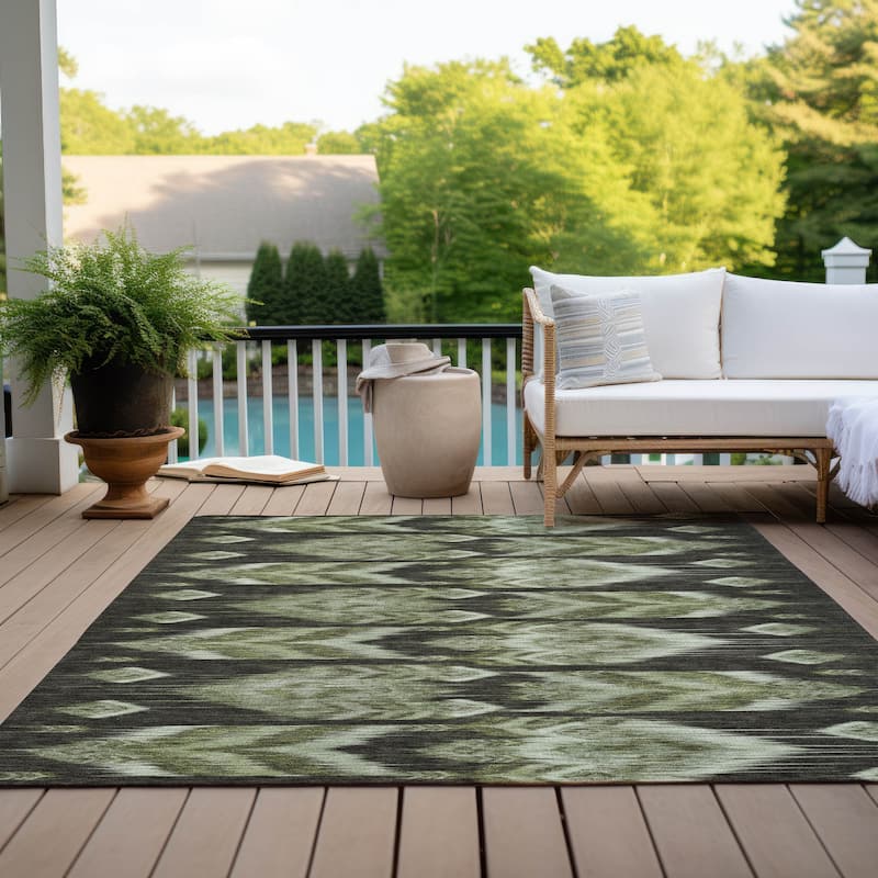 Machine Washable Indoor/ Outdoor Chantille Abstract Boho Rug