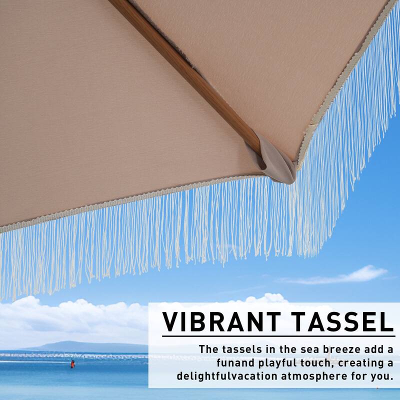 Autlaycil 7.5 ft Outdoor Umbrella Patio with Fringe.