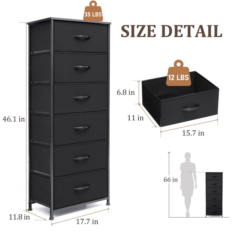 VredHom 6 Drawers Vertical Dresser Storage Tower