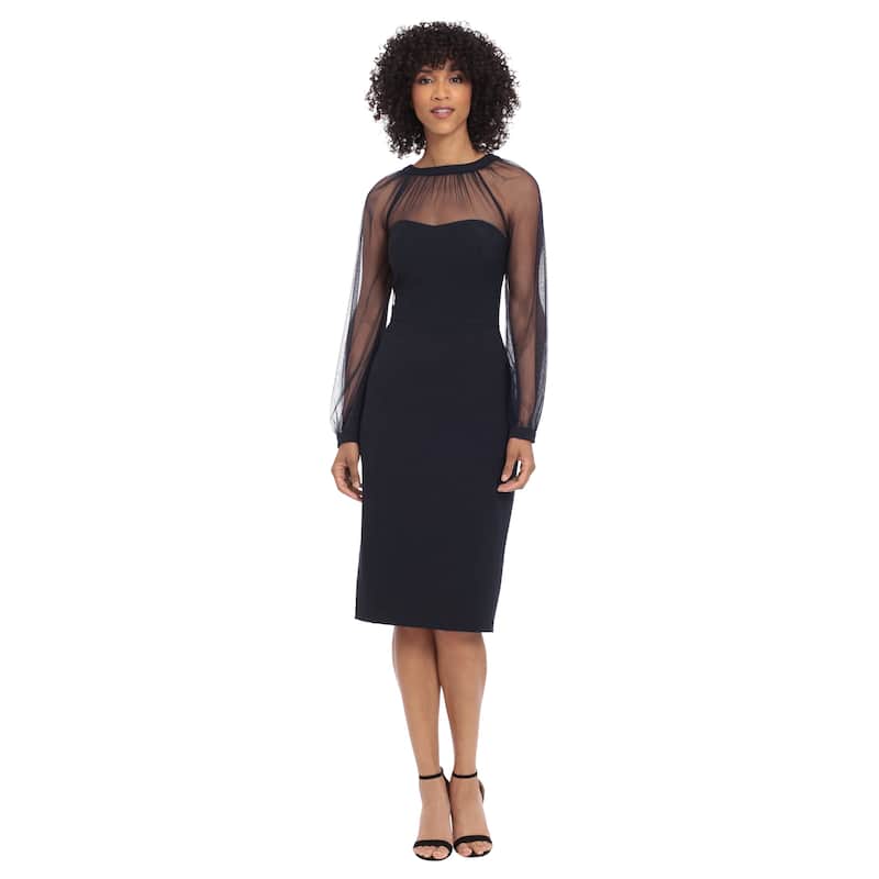 Maggy London Illusion Sleeve Midi Dress