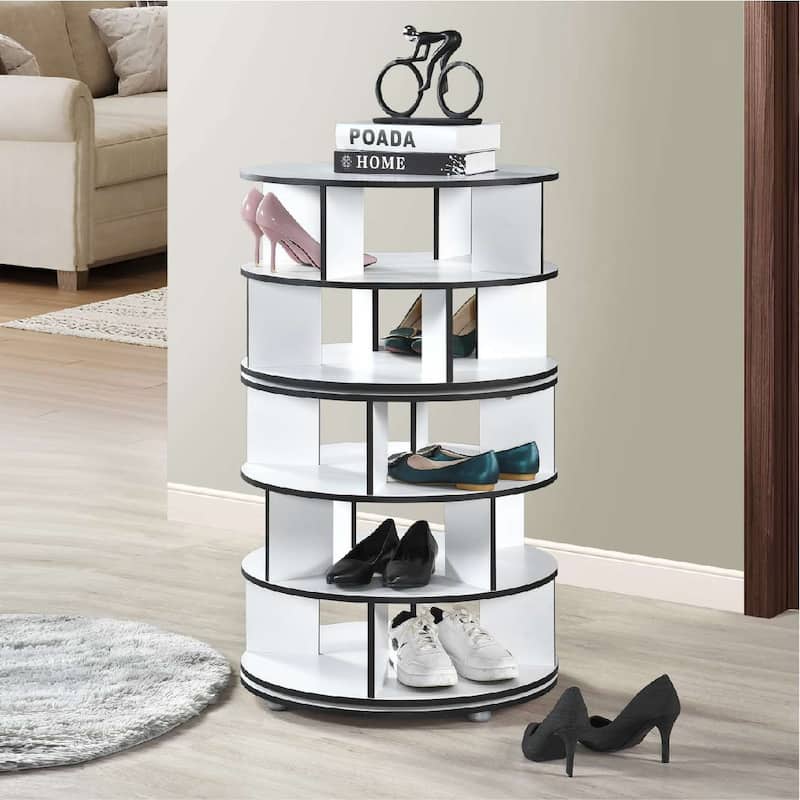 5-Tier Revolving Shoe Rack - White/80