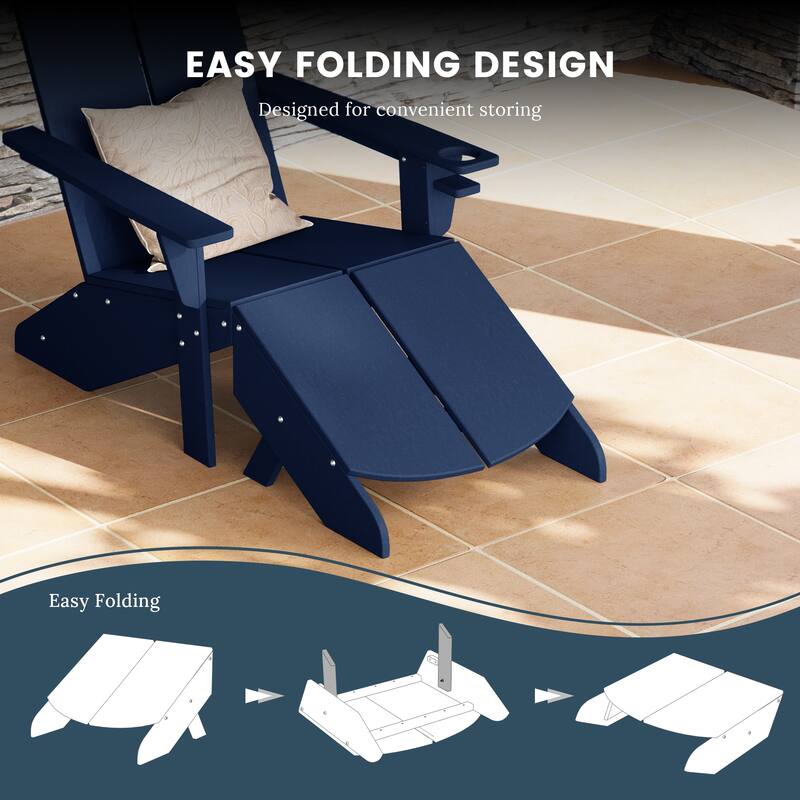 Coastin Modern Poly Adirondack Chair With Ottoman