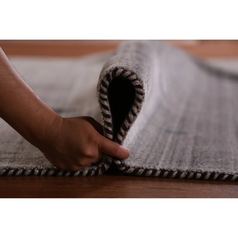 Hand Knotted Oriental 100% Wool Carpet Tribal Animal Pictorial Greys & Charcoal Gabbeh Area Rug - 9' 10'' X 7' 10''